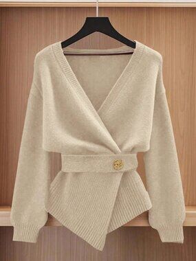 Apricot Casual Women's Asymmetric Hem Cardigan